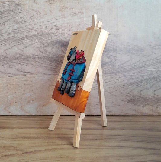 Botero Picador's Horse Wood Art on Easel