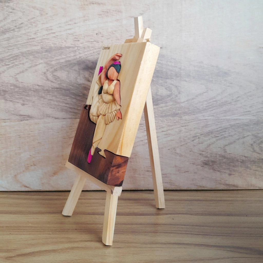 Botero Ballerina Wood Art on Easel