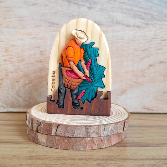 Coffee Farmer Wooden Souvenir