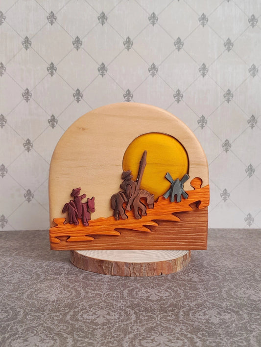 Don Quixote and Sancho Panza Wood Art