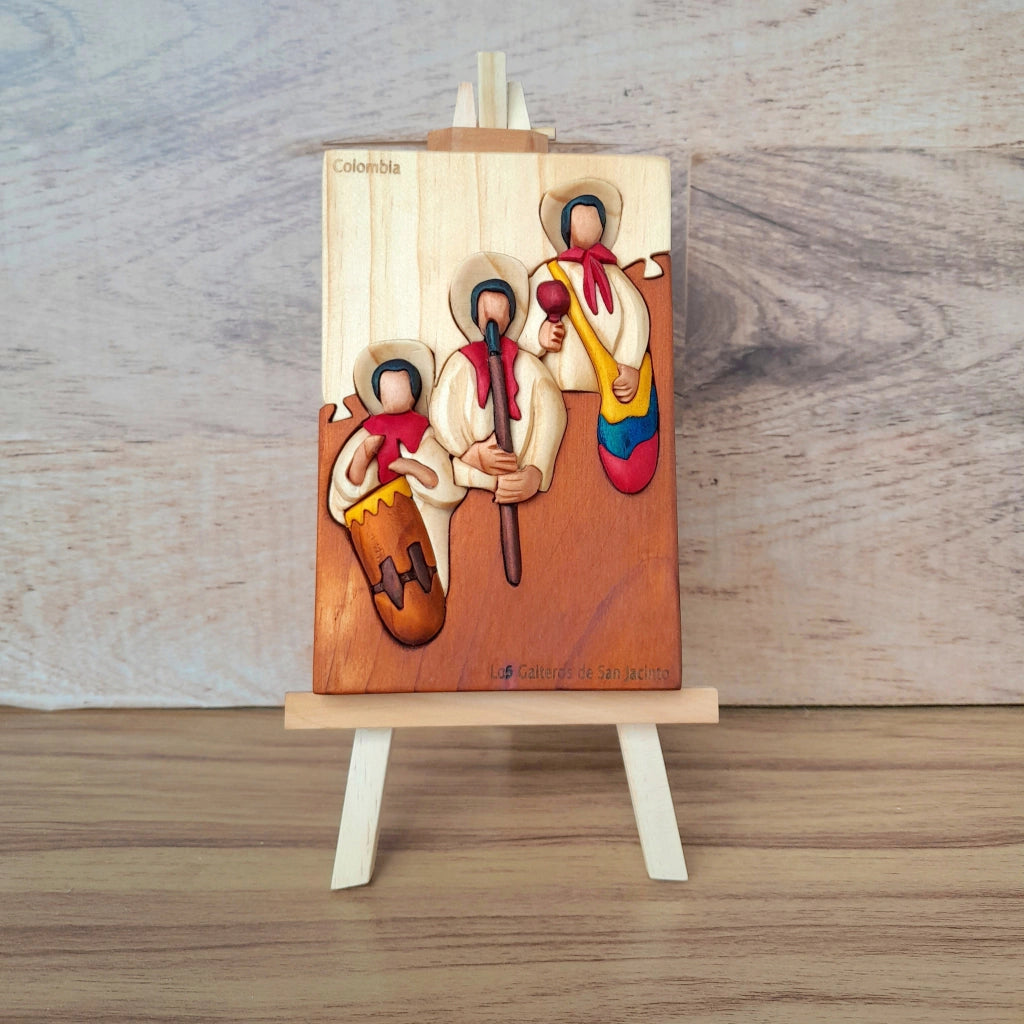 Gaita Players Wood Art on Easel