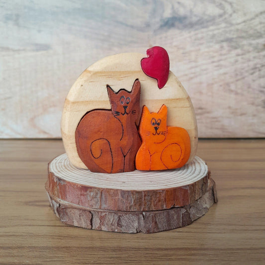 Cats in Love Wood Art