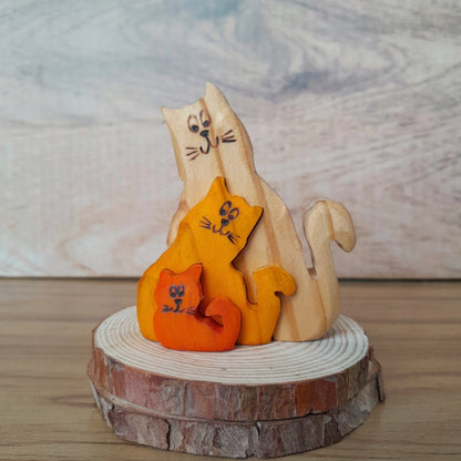 Three Mini Cats Wood Art