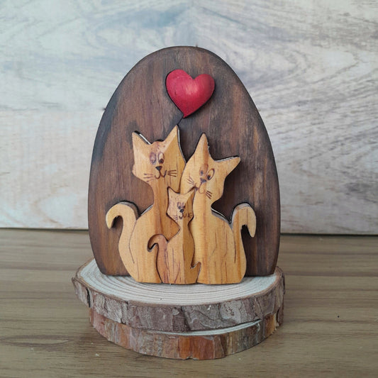 Cats Oval Wood Art