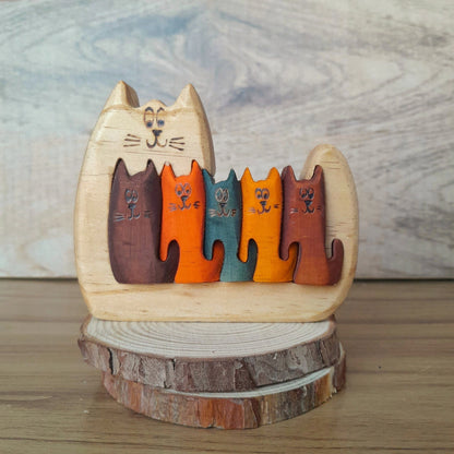Six Cats Wood Art