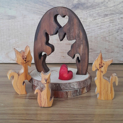 Cats Oval Wood Art