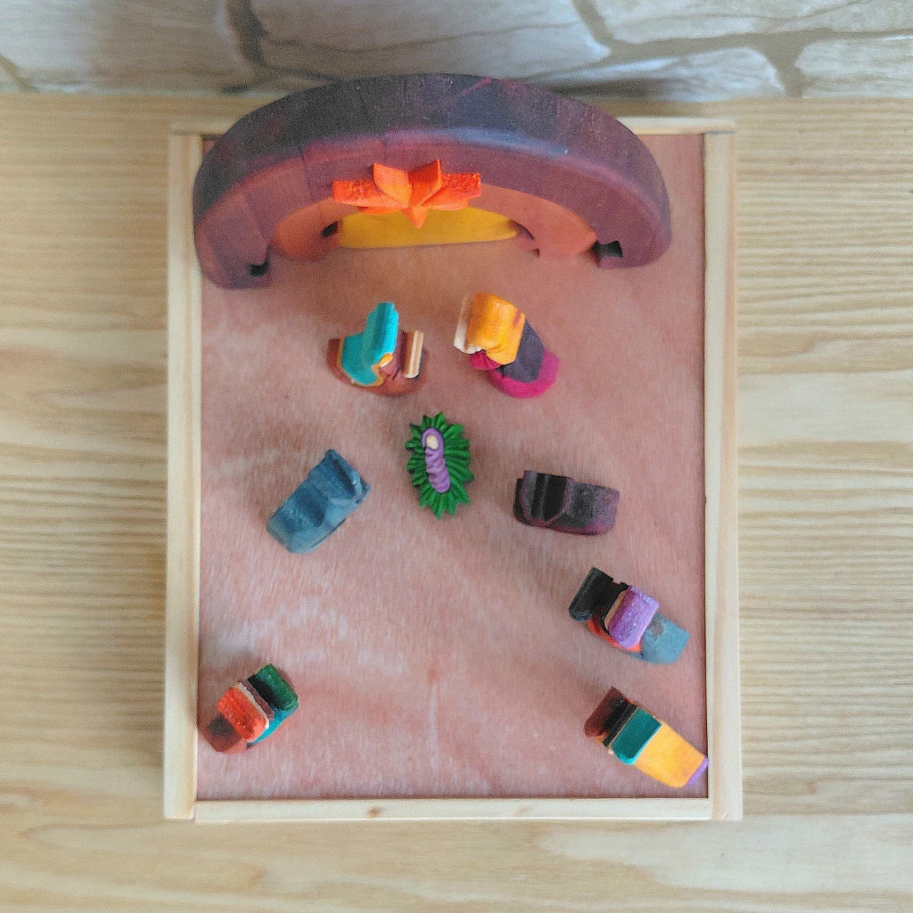 Deluxe 3D Wooden Nativity Set with Sliding-Lid Wooden Case