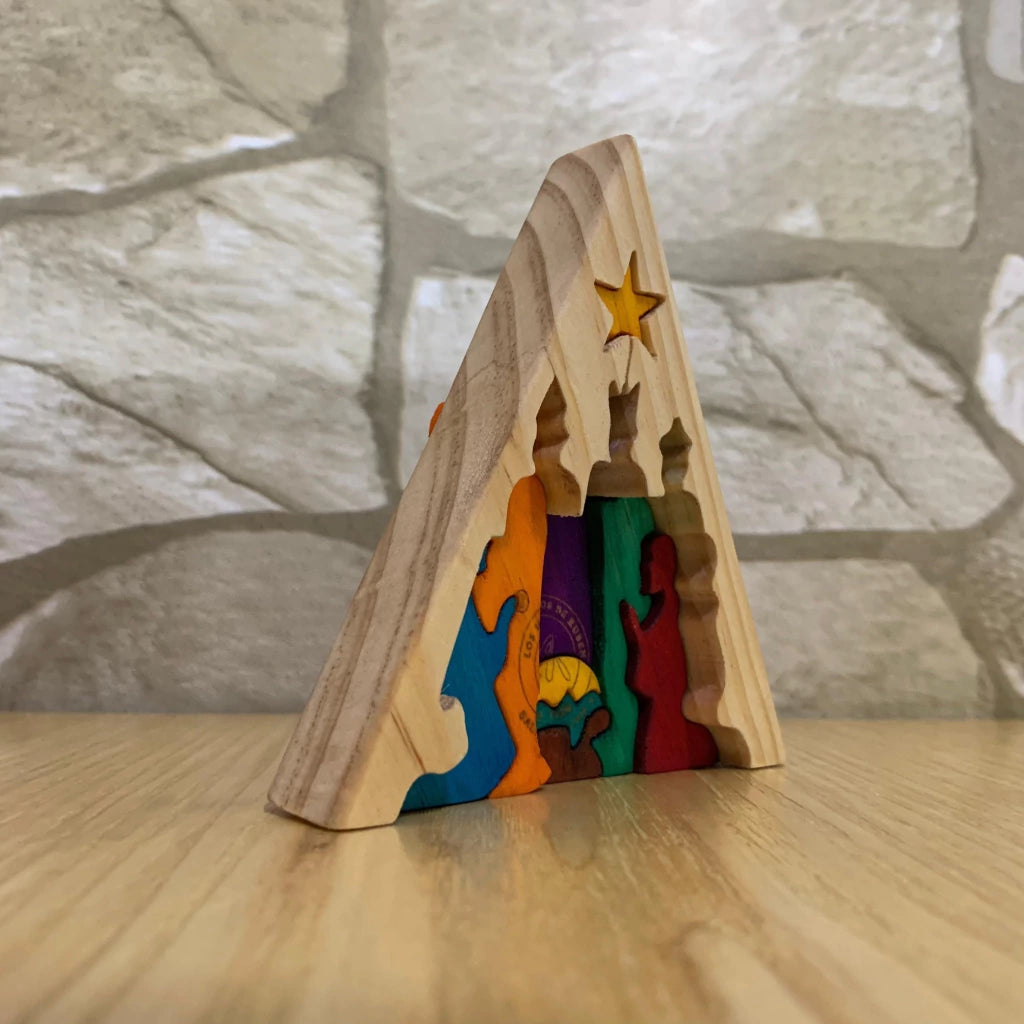 Triangle Wooden Nativity Scene
