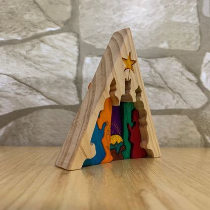 Triangle Wooden Nativity Scene