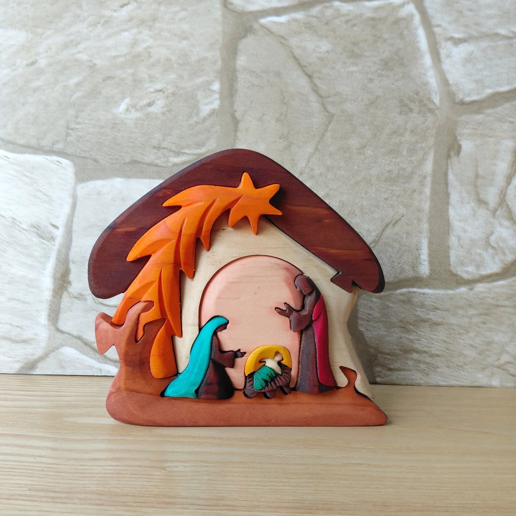 Shooting Star Wooden Nativity Scene