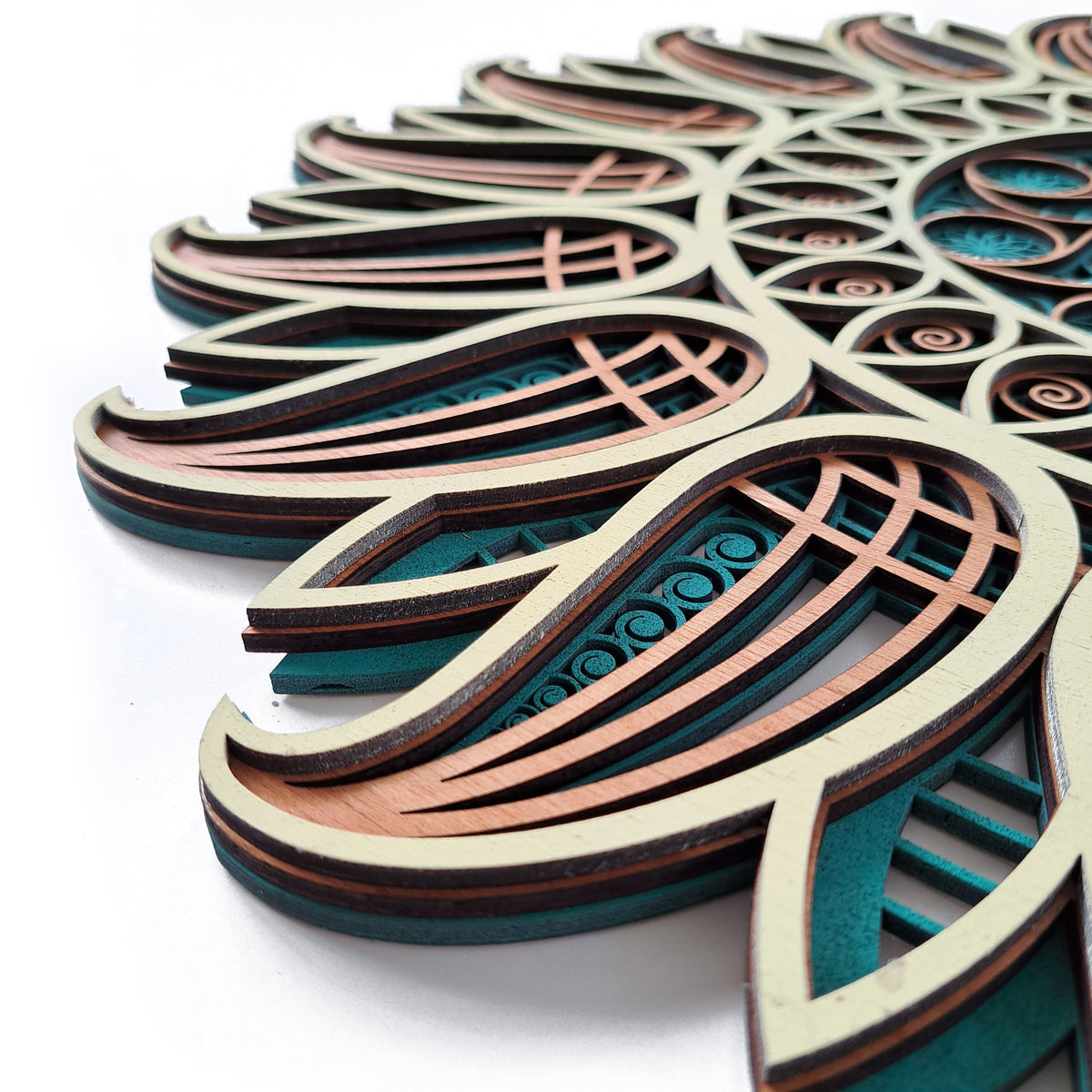 Sun Mandala Wooden Wall Art – Multilayer 60 cm Decor