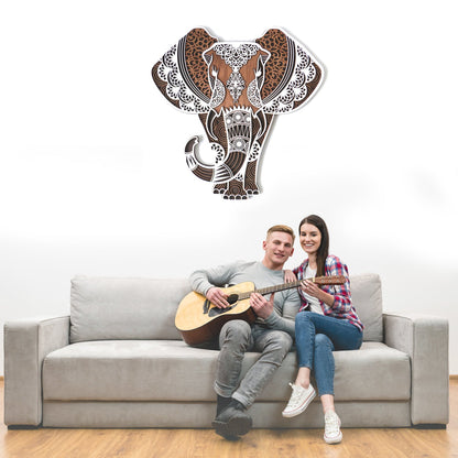 Elephant Mandala Wooden Wall Art – 90 x 90 cm Decor