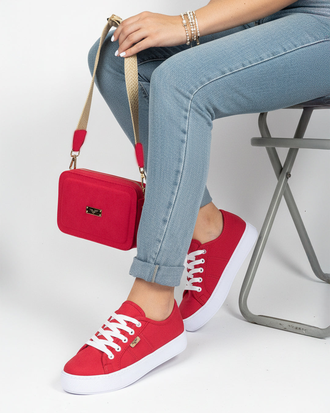 Red Shoes & Crossbody Bag Set by Pontiak