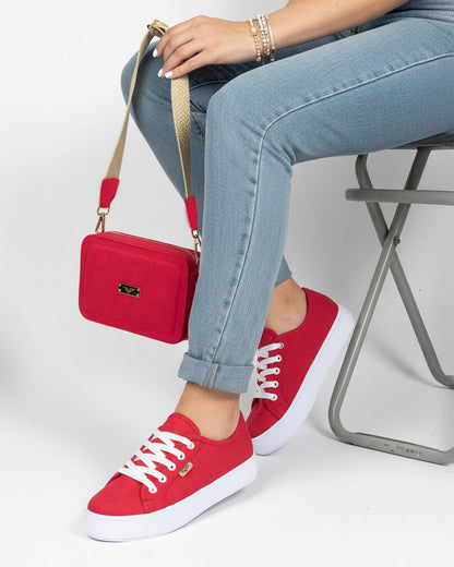 Red Shoes & Crossbody Bag Set by Pontiak