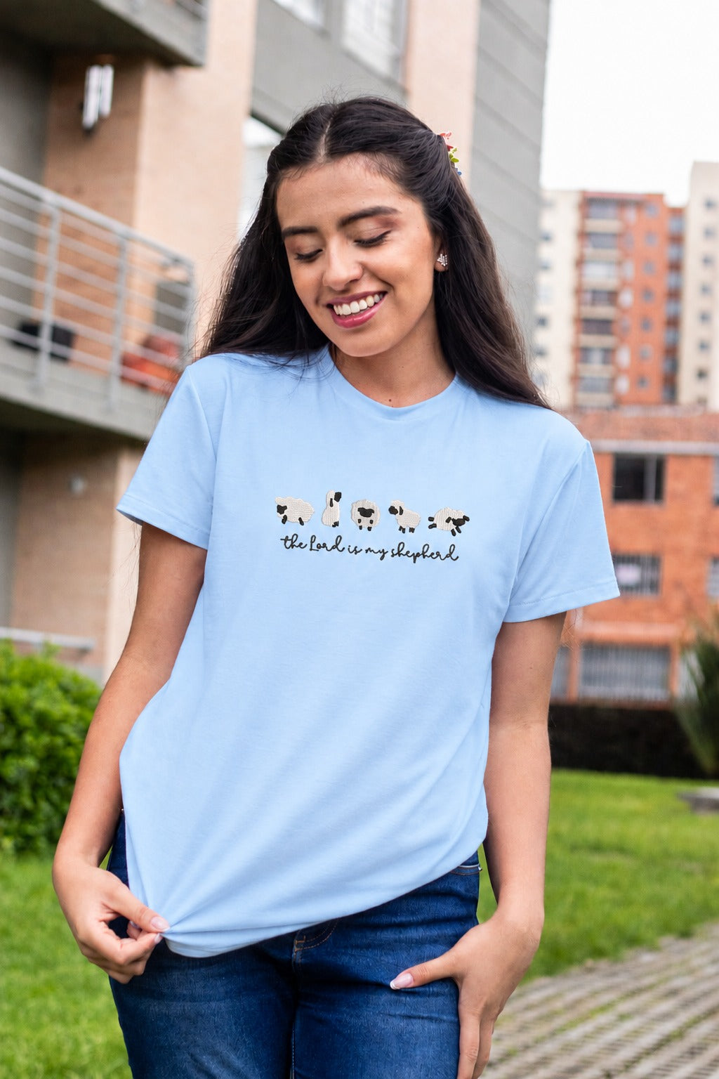 Camiseta Bordada El Señor Es Mi Pastor – Camiseta Cristiana Unisex De Ovejas