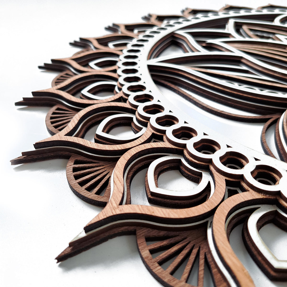 Lotus Flower Mandala Wooden Wall Art – 60 cm Zen Decor
