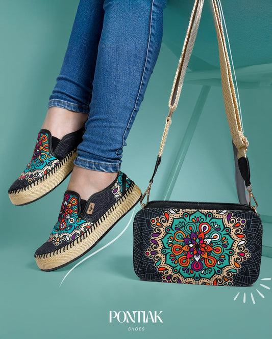 Mint Black Shoes & Crossbody Bag Set by Pontiak