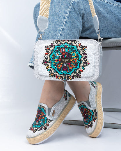 Mint Silver Shoes & Crossbody Bag Set by Pontiak