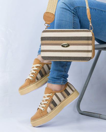 RM Camel Shoes & Crossbody Bag Set by Pontiak
