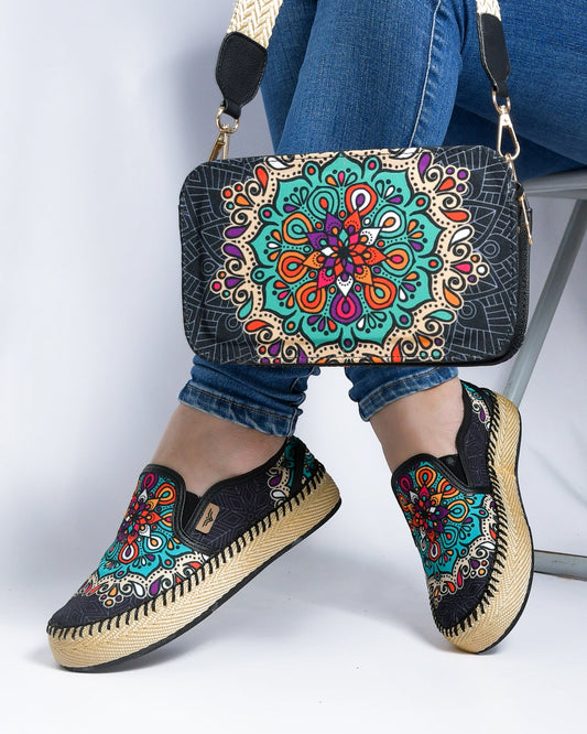 Mint Black Shoes & Crossbody Bag Set by Pontiak
