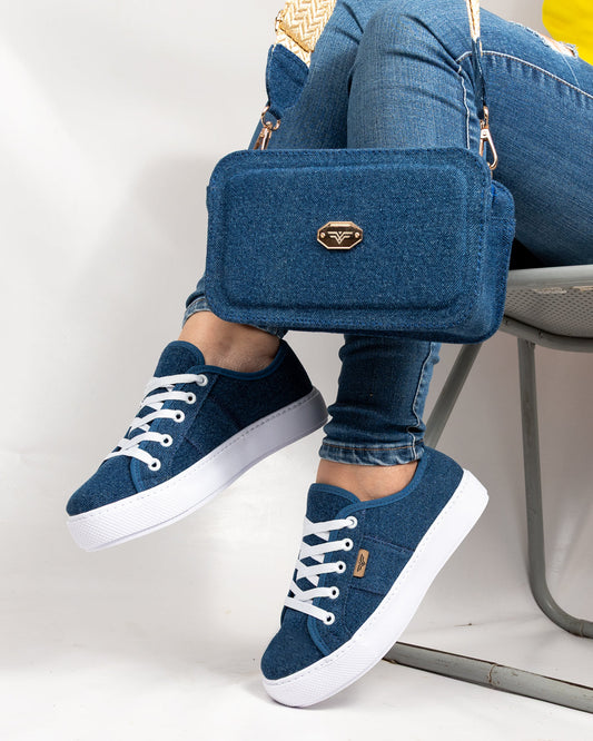 Denim Lace-Up Espadrille Sneakers by Pontiak