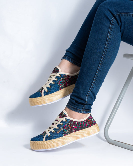 Nars Denim Lace-Up Espadrille Sneakers by Pontiak