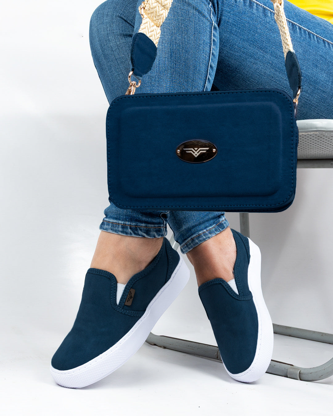 Navy Shoes & Crossbody Bag Set by Pontiak