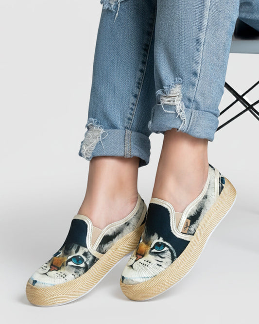 Beret Cat Jute Beige Slip-On Espadrille Sneakers by Pontiak