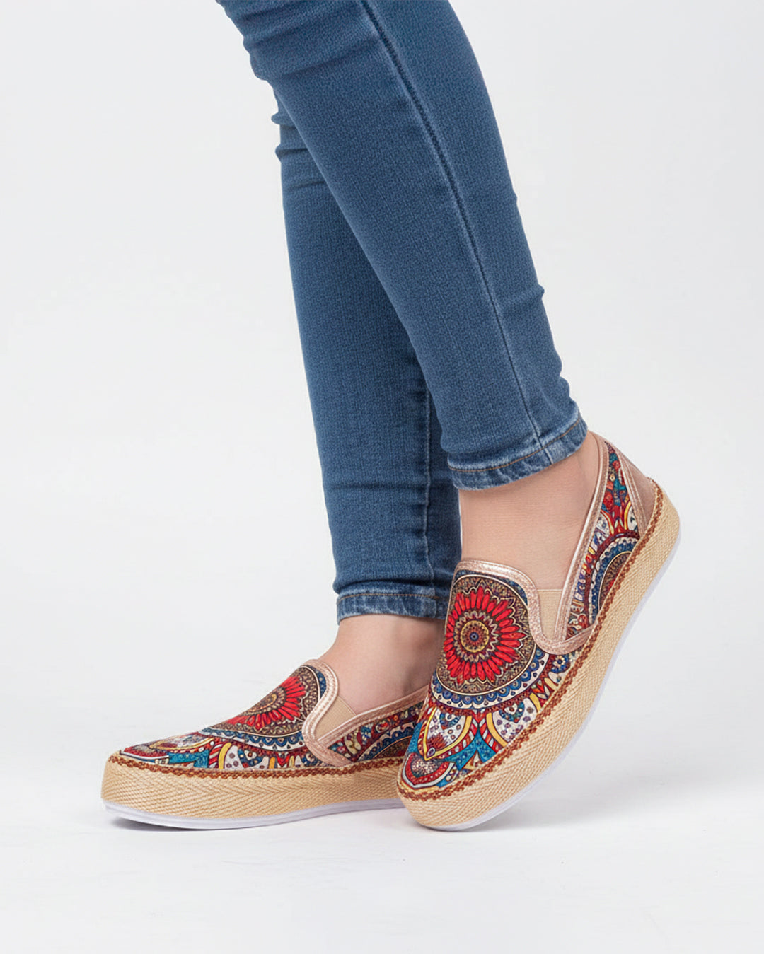 Mandala Orange Slip-On Espadrille Sneakers by Pontiak