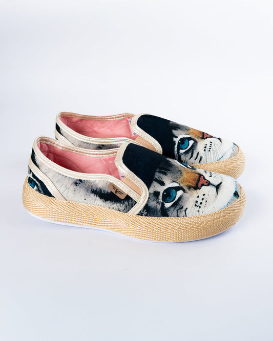 Beret Cat Jute Beige Slip-On Espadrille Sneakers by Pontiak