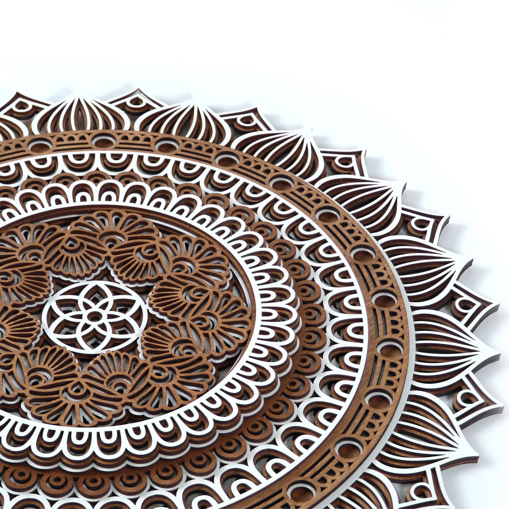 Sunflower Mandala Wooden Wall Art – Colorful 60 cm Decor