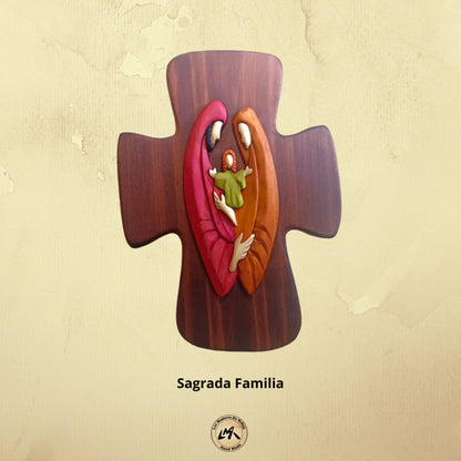 Holy Family Wooden Wall Crucifix