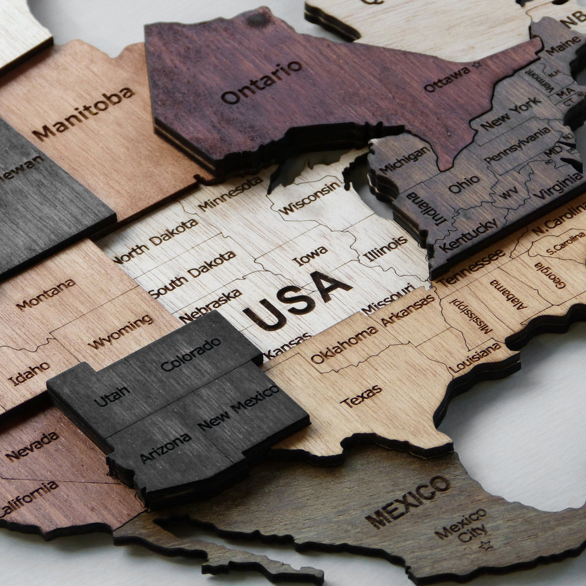 3D Wooden World Map Wall Art – Handmade Multilayer Travel Map