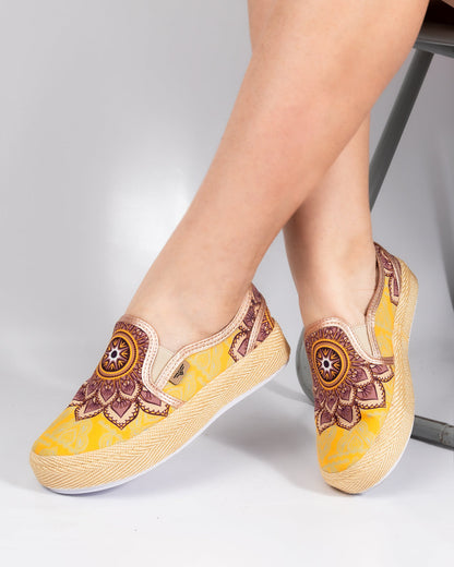 Taiyary Mustard Slip-On Espadrille Sneakers by Pontiak