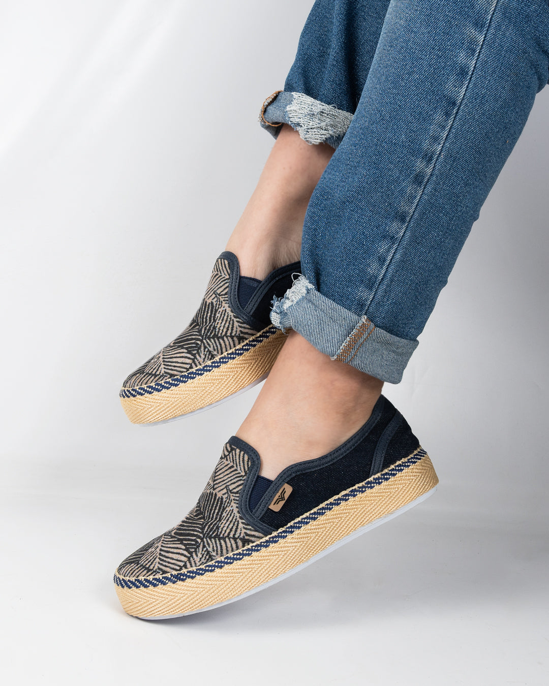 Leaves Three Stitches Slip-On Espadrille Sneakers by Pontiak