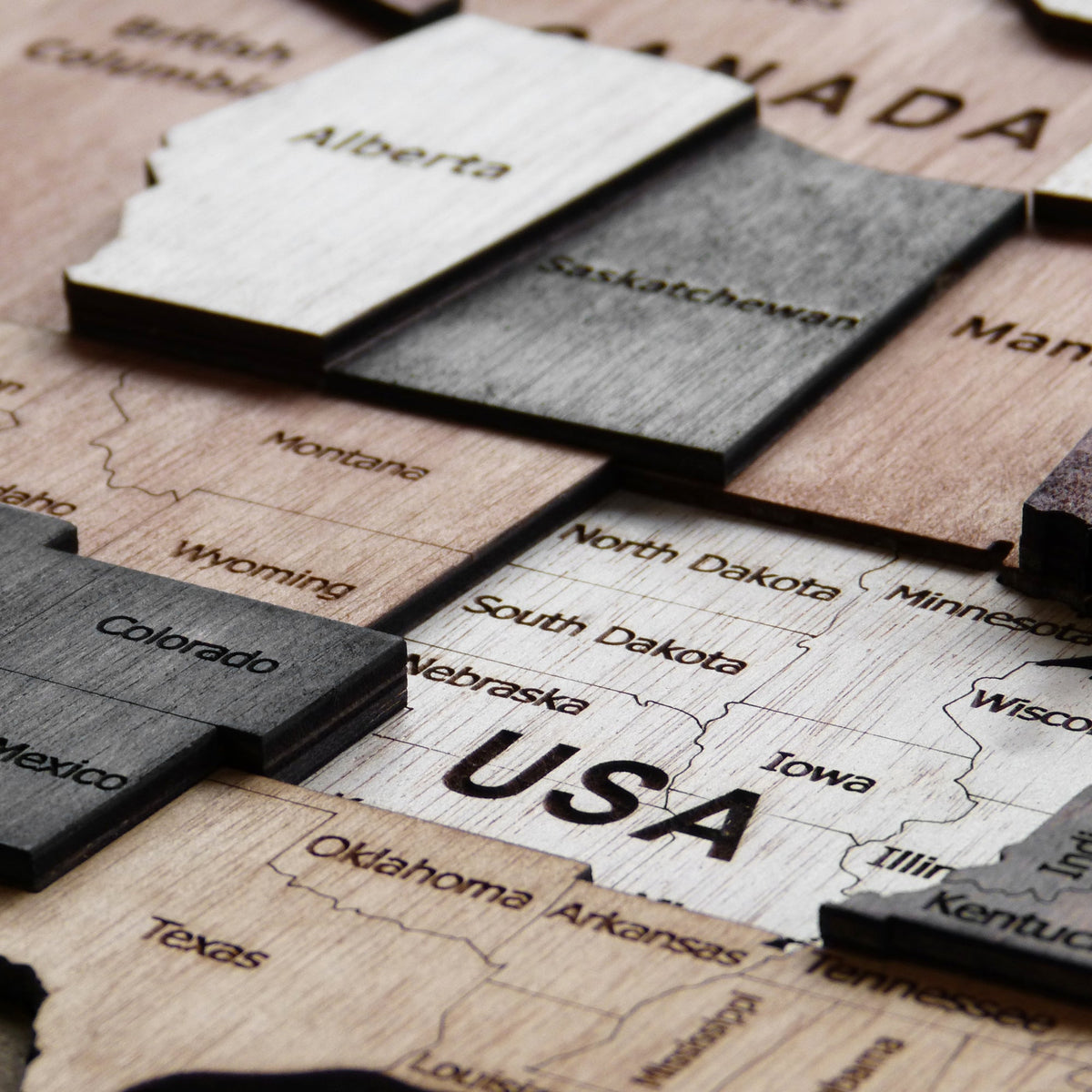 3D Wooden World Map Wall Art – Handmade Multilayer Travel Map