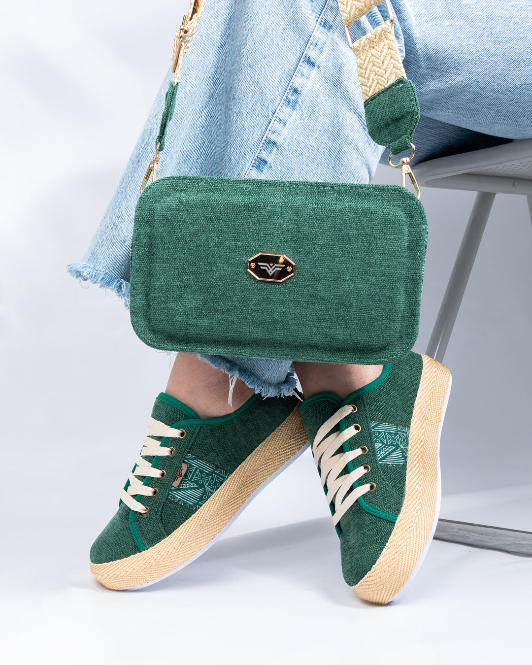 Pine Green Shoes & Crossbody Bag Set by Pontiak