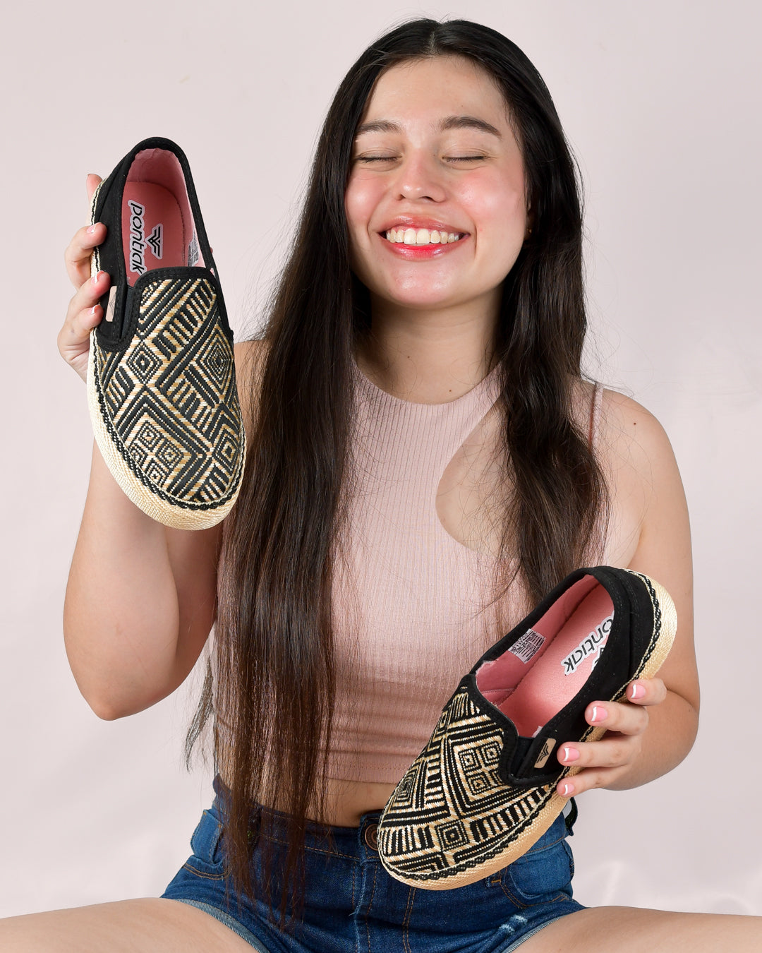 Diamond Black Slip-On Espadrille Sneakers by Pontiak