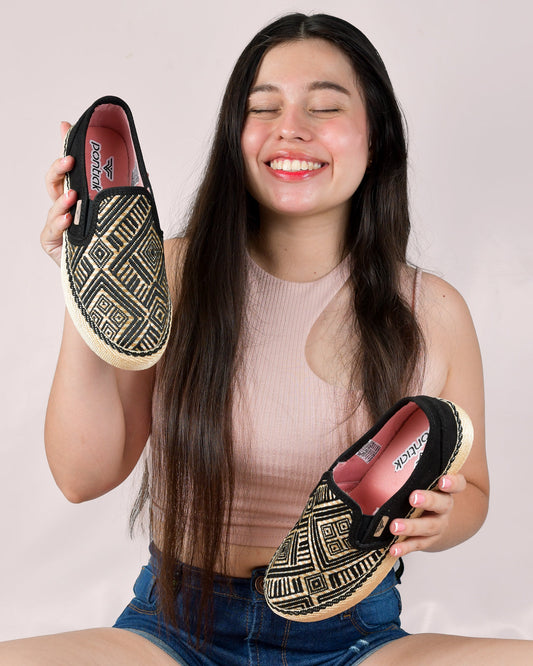 Diamond Black Slip-On Espadrille Sneakers by Pontiak