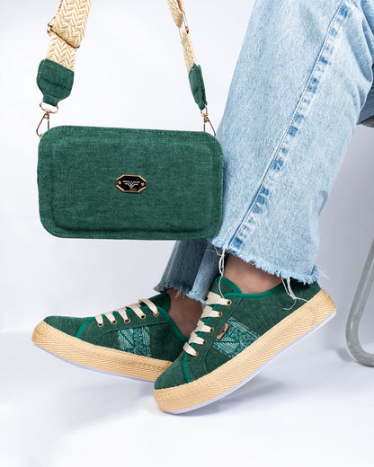 Pine Green Shoes & Crossbody Bag Set by Pontiak