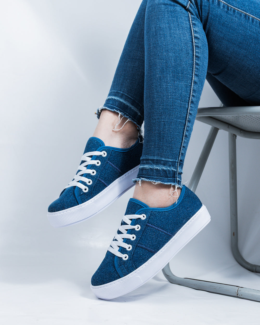 Denim Lace-Up Espadrille Sneakers by Pontiak