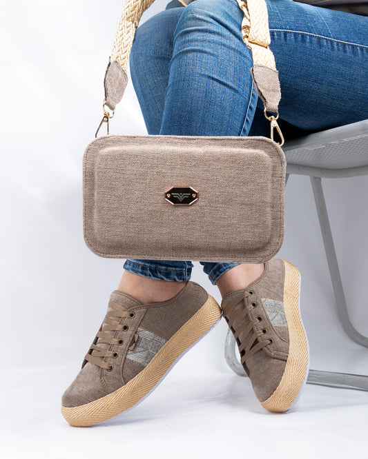 Taupe Shoes & Crossbody Bag Set by Pontiak