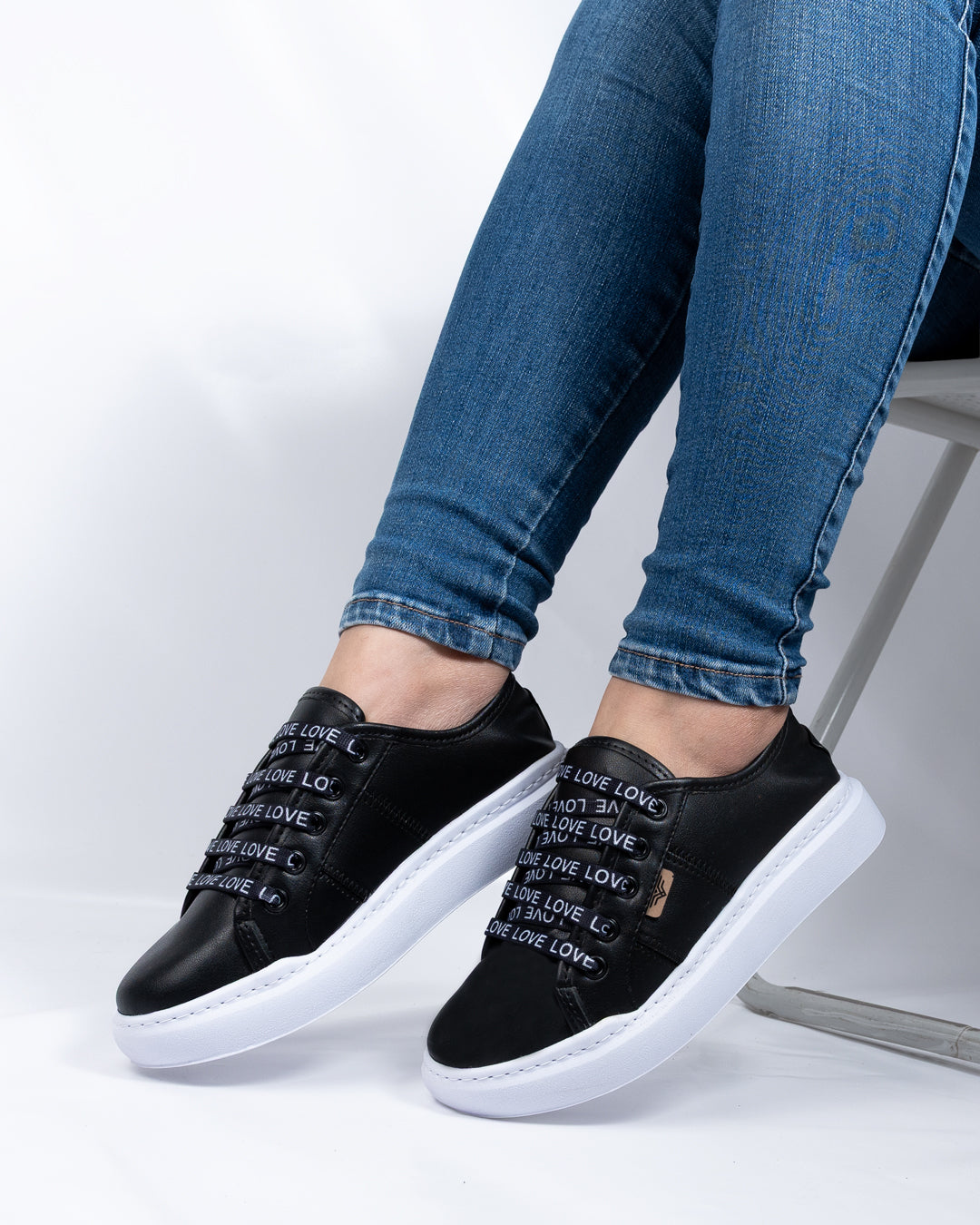 Black Love Lace-Up Espadrille Sneakers by Pontiak