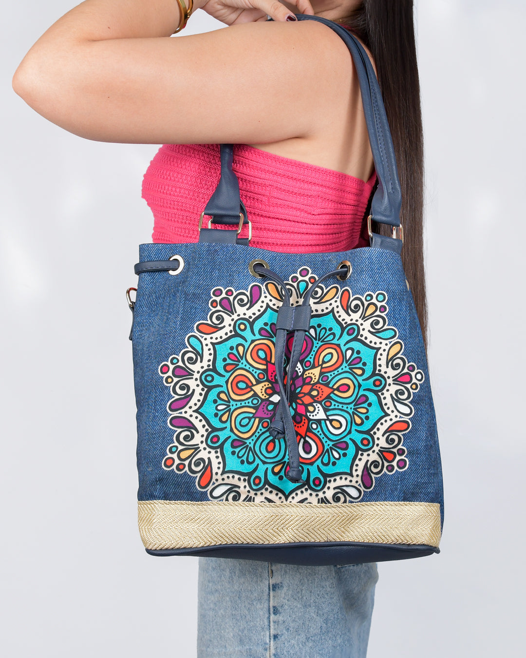 Mint Denim Bucket Bag by Pontiak