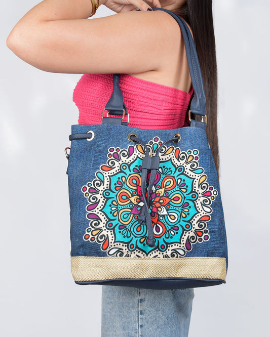 Mint Denim Bucket Bag by Pontiak