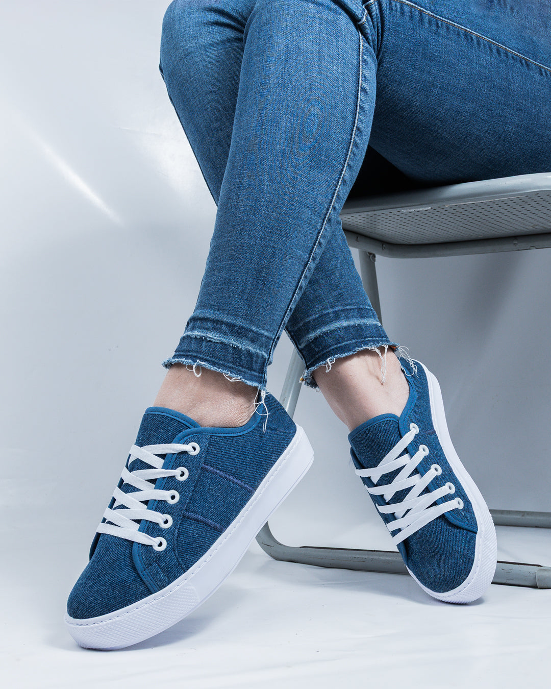 Denim Lace-Up Espadrille Sneakers by Pontiak