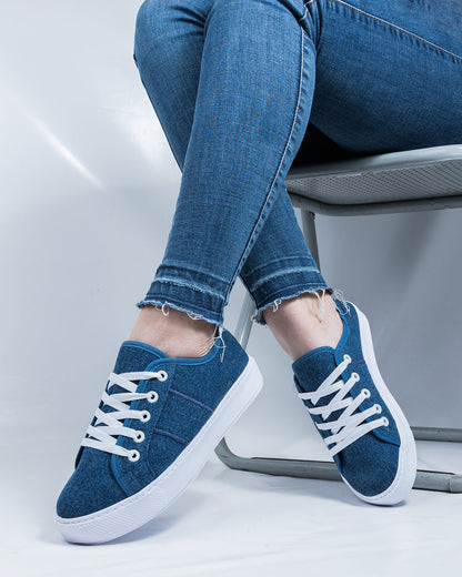 Denim Lace-Up Espadrille Sneakers by Pontiak