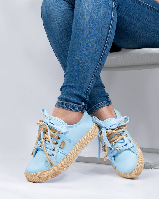Blue Sky Sweet Lace-Up Espadrille Sneakers by Pontiak