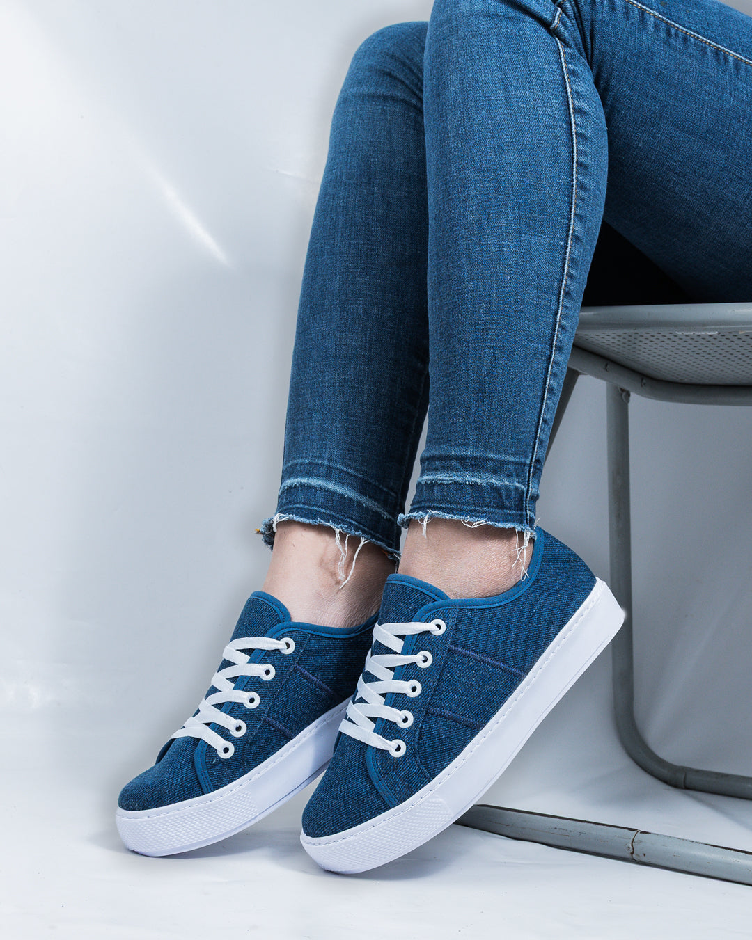 Denim Lace-Up Espadrille Sneakers by Pontiak