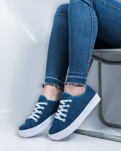 Denim Lace-Up Espadrille Sneakers by Pontiak